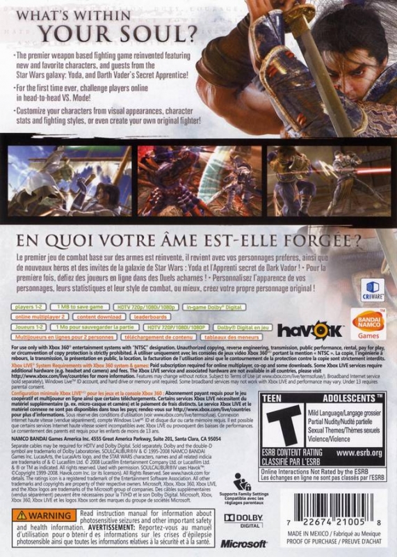 Soul Calibur IV for Xbox 360 - Sales, Wiki, Release Dates, Review, Cheats,  Walkthrough