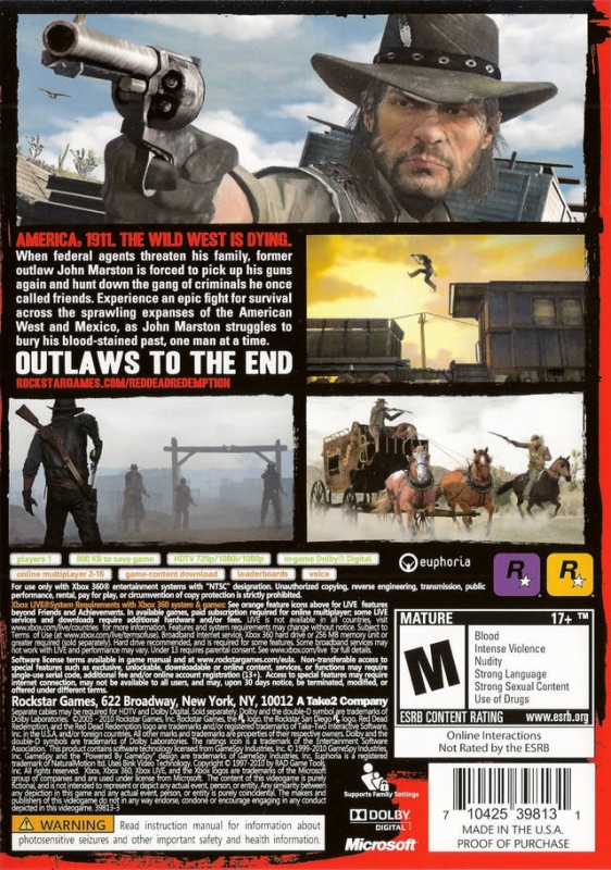 Red Dead Redemption for Xbox 360 - Sales, Wiki, Release Dates, Review,  Cheats, Walkthrough