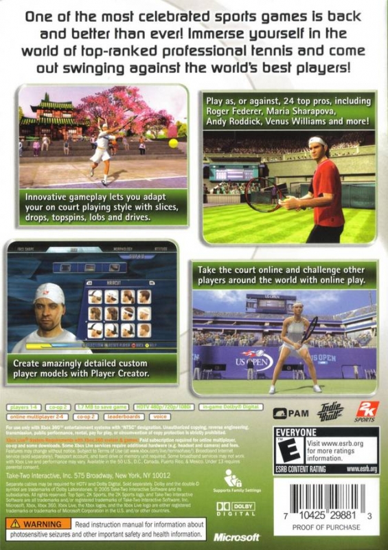 Top Spin 2 for Xbox 360 - Sales, Wiki, Release Dates, Review, Cheats,  Walkthrough
