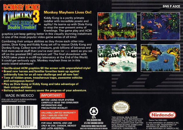 Donkey Kong Country 3 for Super Nintendo Entertainment System - Sales,  Wiki, Release Dates, Review, Cheats, Walkthrough
