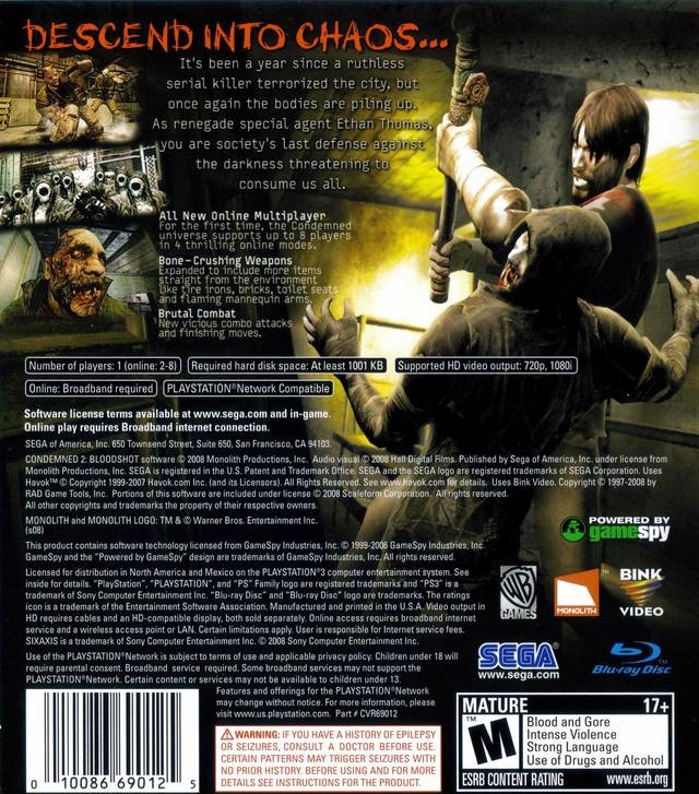Condemned 2: Bloodshot for PlayStation 3 - Sales, Wiki, Release Dates,  Review, Cheats, Walkthrough