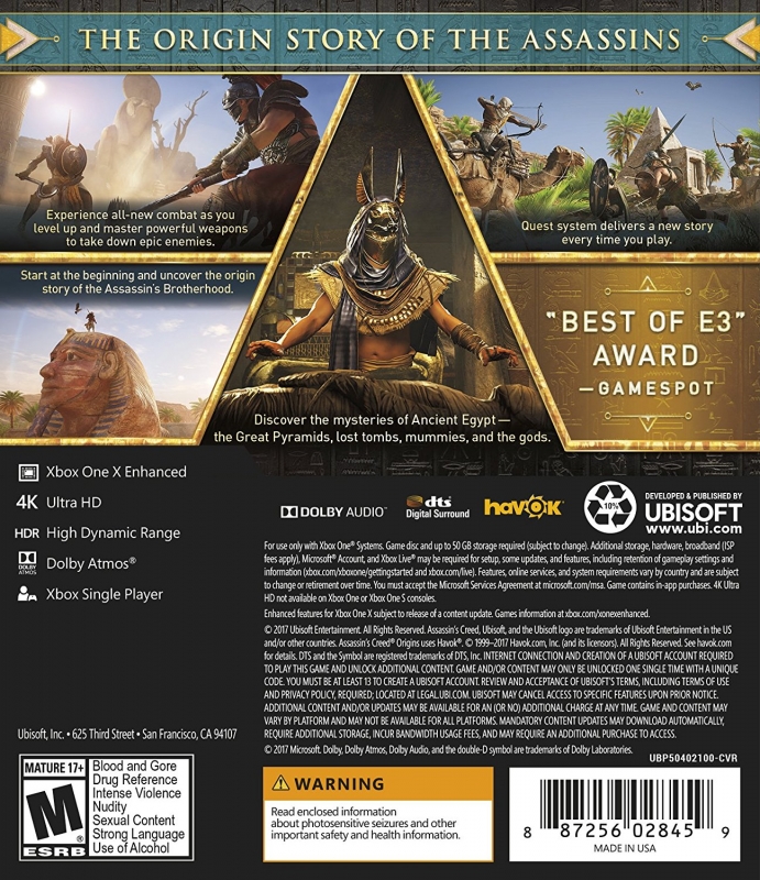 Assassin's Creed Origins for Xbox One - Sales, Wiki, Release Dates, Review,  Cheats, Walkthrough