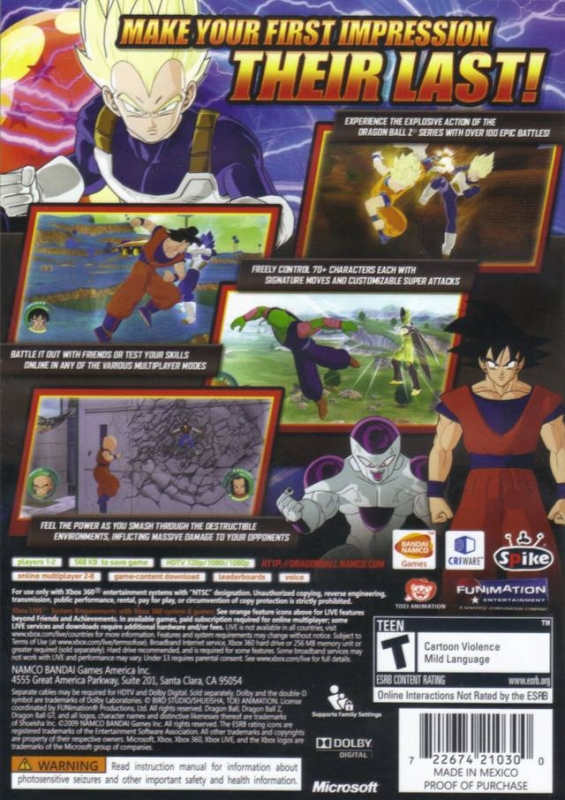Dragon Ball: Raging Blast for Xbox 360 - Summary, Story, Characters, Maps