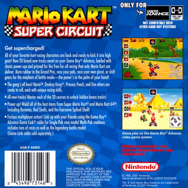 Mario Kart: Super Circuit for Game Boy Advance - Sales, Wiki, Release  Dates, Review, Cheats, Walkthrough