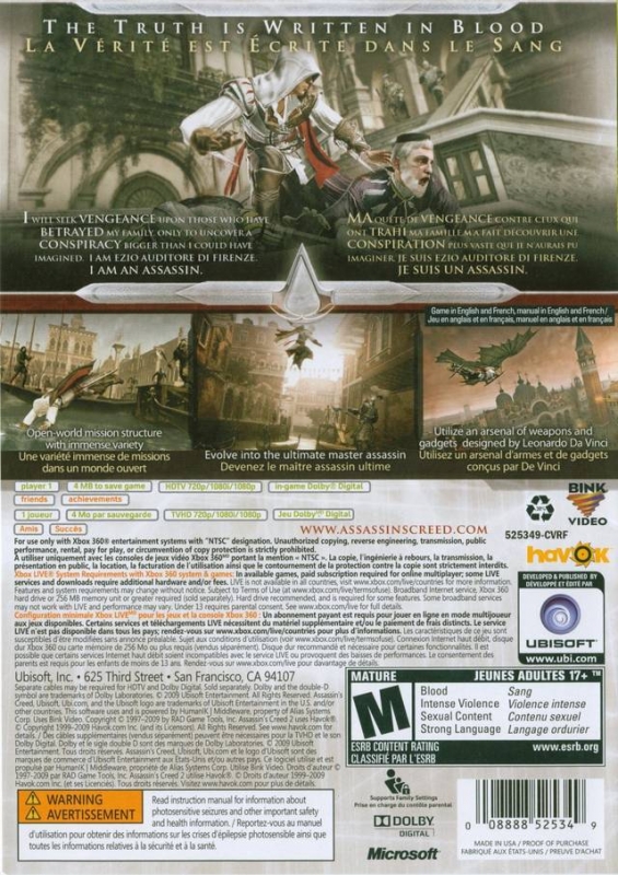 Assassin's Creed 2 for Xbox 360 - Sales, Wiki, Release Dates, Review, Cheats,  Walkthrough