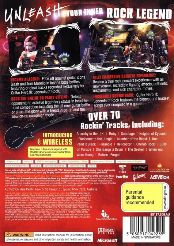 Guitar Hero III: Legends of Rock for Xbox 360 - Sales, Wiki, Release Dates,  Review, Cheats, Walkthrough
