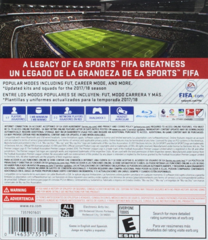 FIFA 18 for PlayStation 3 - Sales, Wiki, Release Dates, Review, Cheats,  Walkthrough