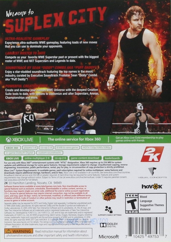 WWE 2K17 for Xbox 360 - DLC, Achievements, Trophies, Characters, Maps, Story