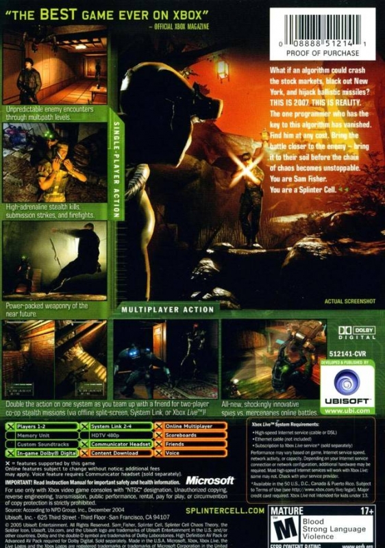 Claire Articulatie Struikelen Tom Clancy Splinter Cell: Chaos Theory for Xbox - Sales, Wiki, Release  Dates, Review, Cheats, Walkthrough