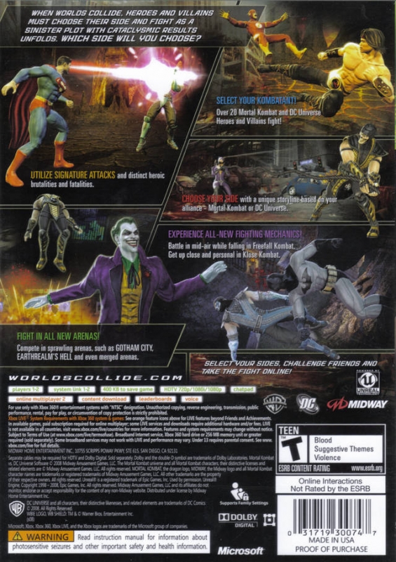 Mortal Kombat vs DC Universe for Xbox 360 - Sales, Wiki, Release Dates,  Review, Cheats, Walkthrough