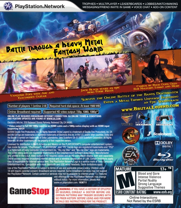 Brutal Legend for PlayStation 3 - Sales, Wiki, Release Dates, Review,  Cheats, Walkthrough