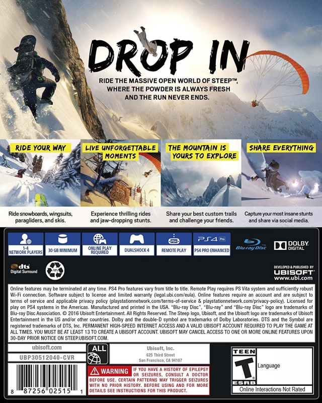 Steep for PlayStation 4 - Sales, Wiki, Release Dates, Review, Cheats,  Walkthrough