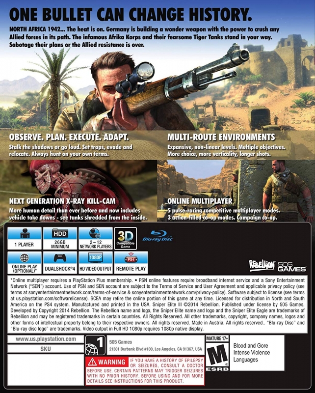 Sniper Elite 3 for PlayStation 4 - Sales, Wiki, Release Dates, Review,  Cheats, Walkthrough