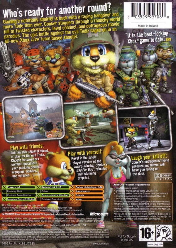 Conker: Live And Reloaded for Xbox - Sales, Wiki, Release Dates, Review,  Cheats, Walkthrough