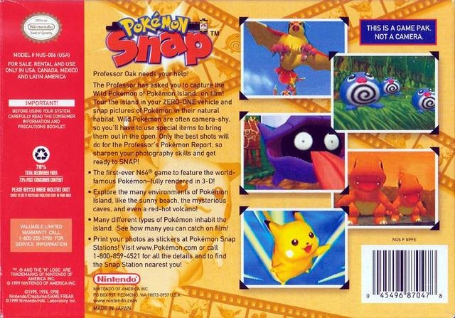Pokemon Snap for Nintendo 64 - Sales, Wiki, Release Dates, Review, Cheats,  Walkthrough