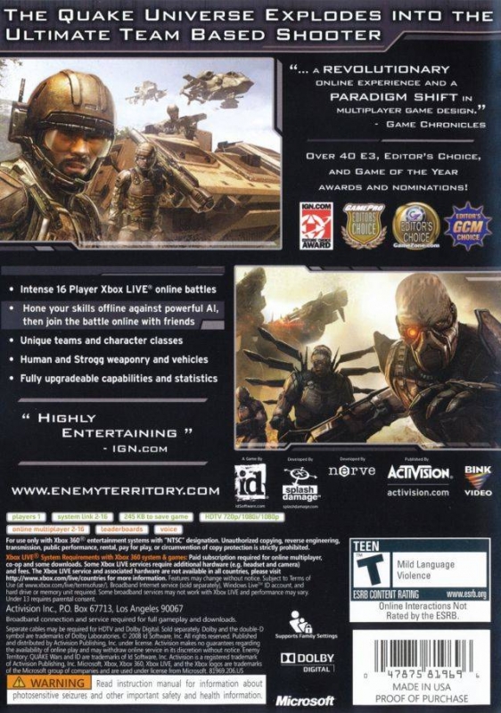 Enemy Territory: Quake Wars for Xbox 360