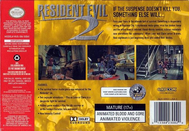 Resident Evil 2 for Nintendo 64 - Sales, Wiki, Release Dates, Review, Cheats,  Walkthrough