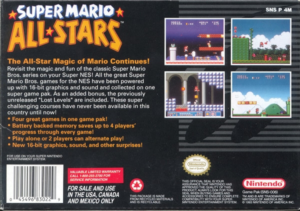 Super Mario Allstars for Super Nintendo Entertainment System - Sales, Wiki,  Release Dates, Review, Cheats, Walkthrough