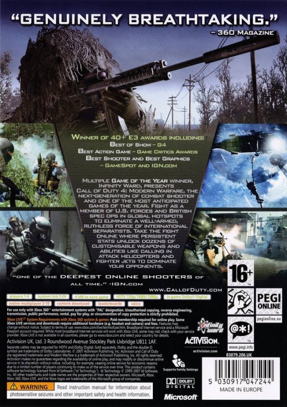 Call of Duty 4: Modern Warfare for Xbox 360 - Sales, Wiki, Release Dates,  Review, Cheats, Walkthrough
