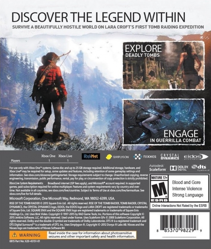 Rise of the Tomb Raider for Xbox One - Sales, Wiki, Release Dates, Review,  Cheats, Walkthrough