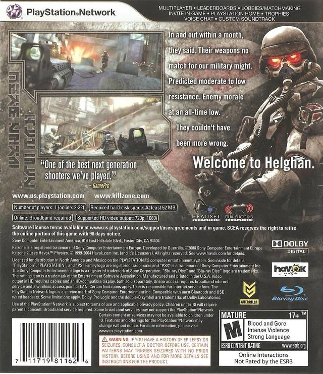 Killzone 2 for PlayStation 3 - Sales, Wiki, Release Dates, Review, Cheats,  Walkthrough