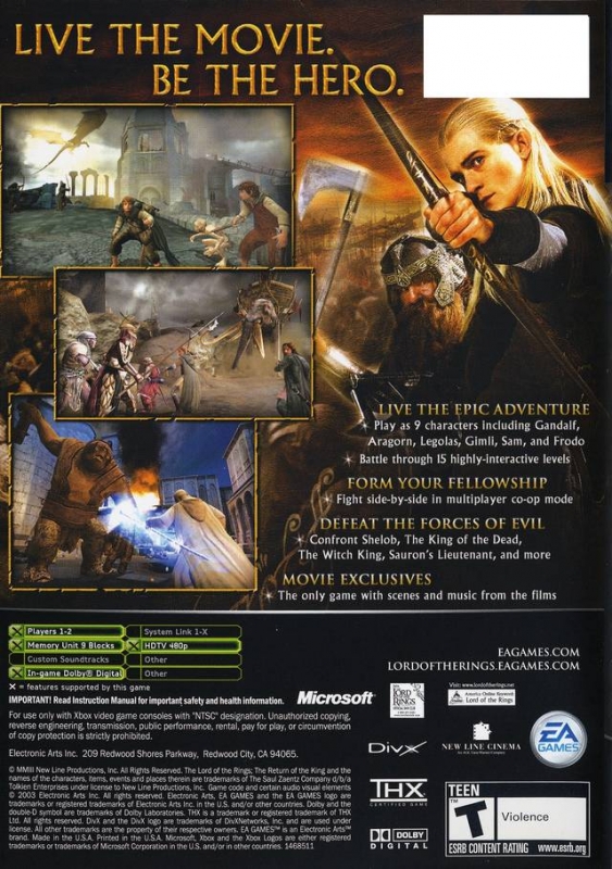Lord of the Rings: Return of the King for Xbox - Sales, Wiki, Release  Dates, Review, Cheats, Walkthrough
