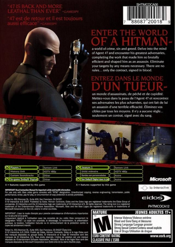 Hitman: Contracts for Xbox - Sales, Wiki, Release Dates, Review, Cheats,  Walkthrough