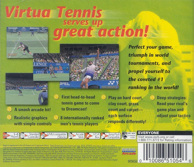 Virtua Tennis for Sega Dreamcast - Sales, Wiki, Release Dates, Review,  Cheats, Walkthrough