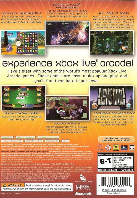 Live Arcade Unplugged Volume 1 for Xbox 360 - Sales, Wiki, Release Dates,  Review, Cheats, Walkthrough