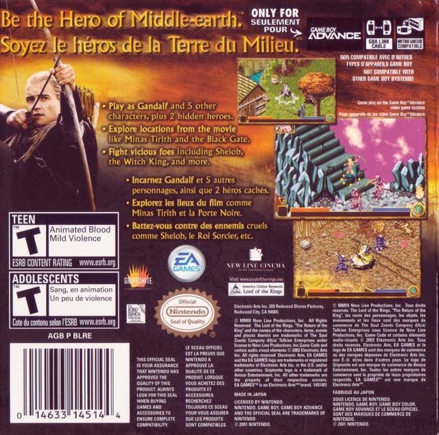 Lord of the Rings: Return of the King for Game Boy Advance - Sales, Wiki,  Release Dates, Review, Cheats, Walkthrough