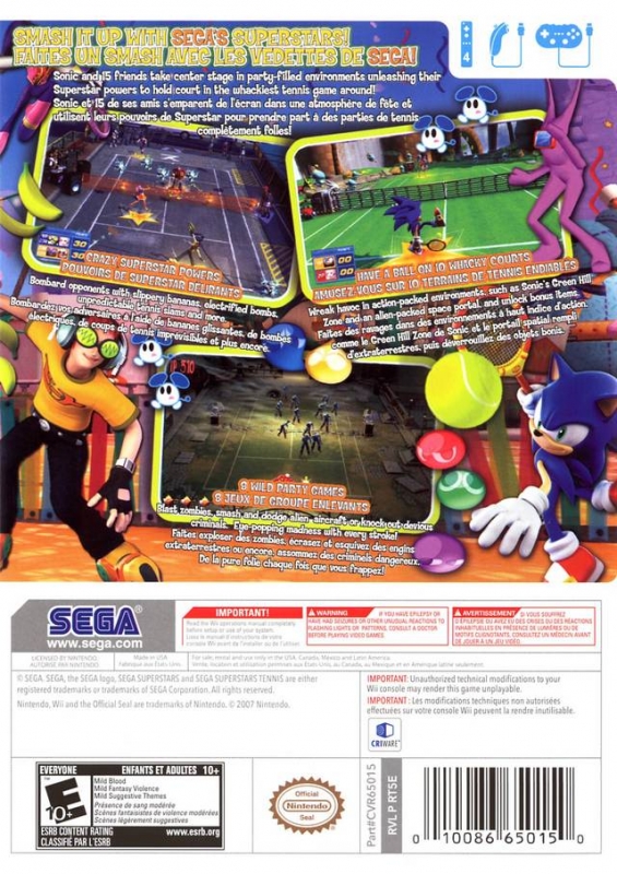 Sega Superstars Tennis for Wii - Sales, Wiki, Release Dates, Review,  Cheats, Walkthrough