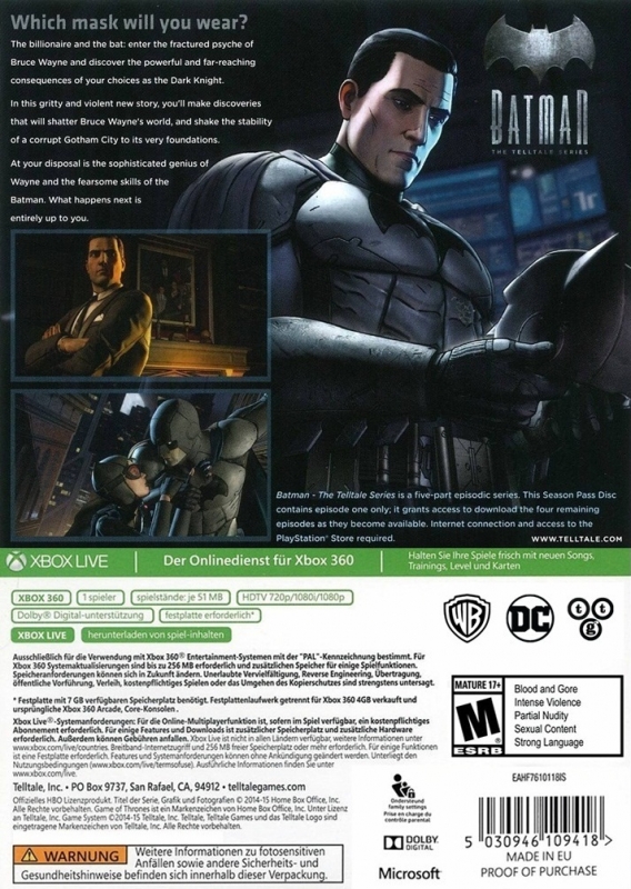 Batman: A Telltale Game Series for Xbox 360 - DLC, Achievements, Trophies,  Characters, Maps, Story