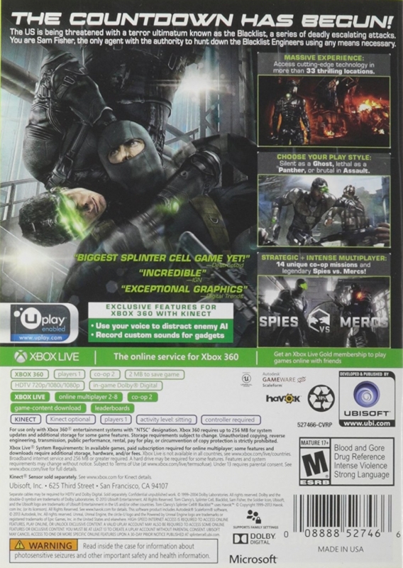 Tom Clancy's Splinter Cell: Blacklist for Xbox 360 - Sales, Wiki, Release  Dates, Review, Cheats, Walkthrough
