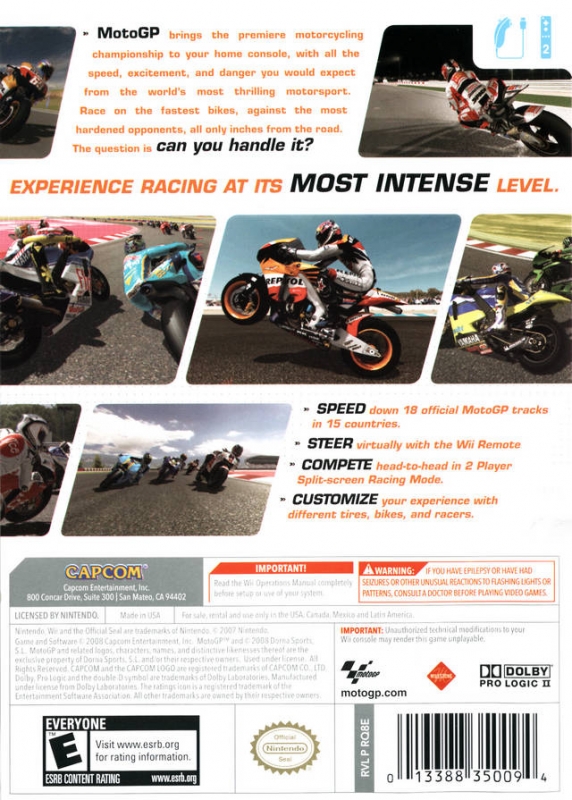 MotoGP 08 for Wii - Summary, Story, Characters, Maps