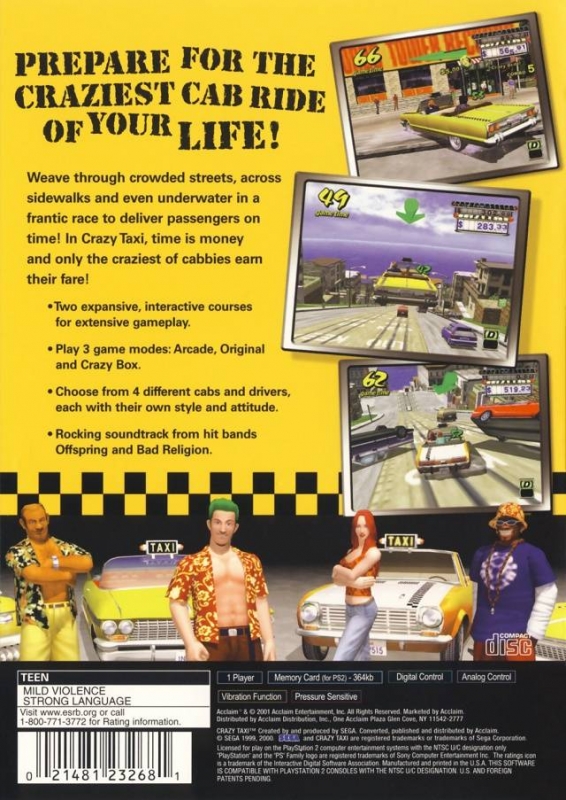 Crazy Taxi for PlayStation 2 - Sales, Wiki, Release Dates, Review, Cheats,  Walkthrough