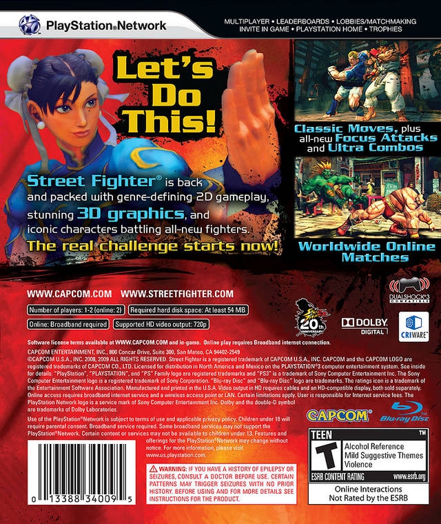 Street Fighter IV for PlayStation 3 - Sales, Wiki, Release Dates, Review,  Cheats, Walkthrough