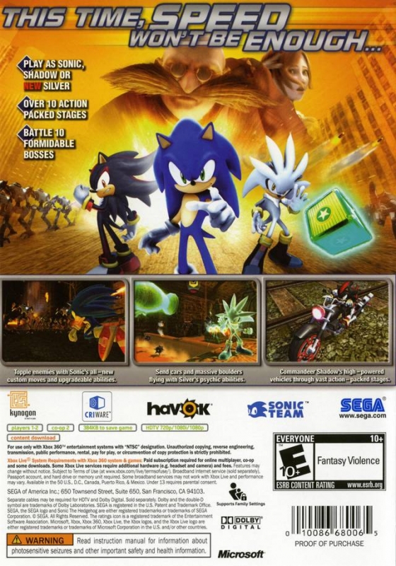Sonic the Hedgehog for Xbox 360 - Sales, Wiki, Release Dates, Review,  Cheats, Walkthrough