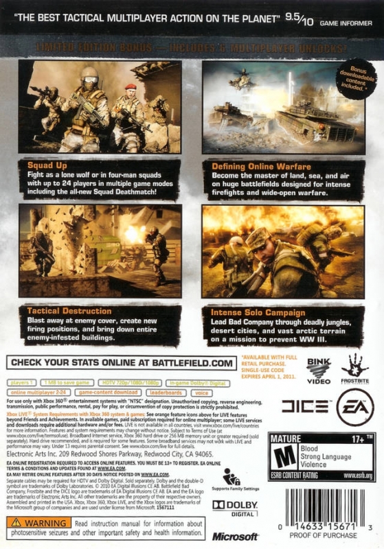 Battlefield: Bad Company 2 for Xbox 360 - Sales, Wiki, Release Dates,  Review, Cheats, Walkthrough