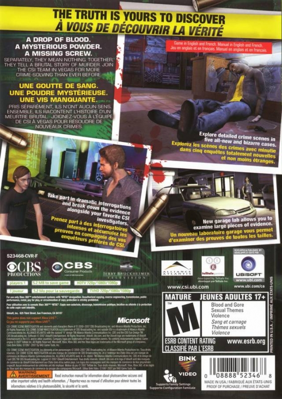 CSI: Hard Evidence for Xbox 360 - Sales, Wiki, Release Dates, Review,  Cheats, Walkthrough