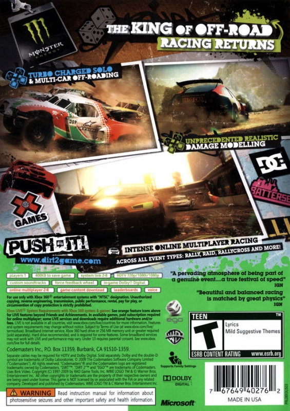 DiRT 2 for Xbox 360 - Summary, Story, Characters, Maps