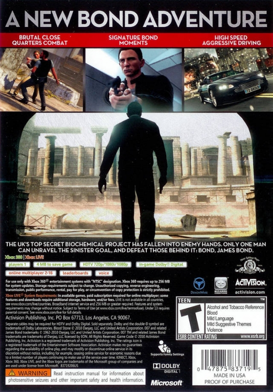 James Bond 007: Blood Stone for Xbox 360 - Sales, Wiki, Release Dates,  Review, Cheats, Walkthrough