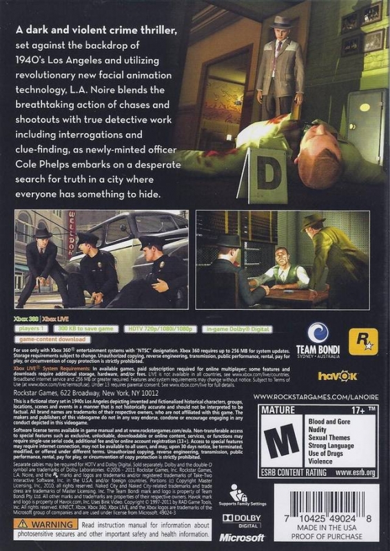 L.A. Noire for Xbox 360 - Cheats, Codes, Guide, Walkthrough, Tips & Tricks