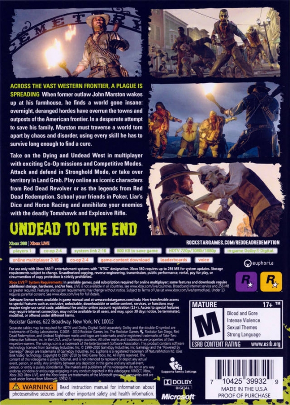Red Dead Redemption: Undead Nightmare for Xbox 360 - Sales, Wiki, Release  Dates, Review, Cheats, Walkthrough