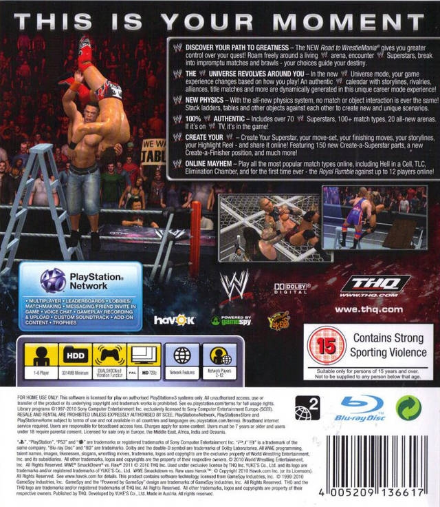 WWE SmackDown vs. Raw 2011 for PlayStation 3 - Sales, Wiki, Release Dates,  Review, Cheats, Walkthrough